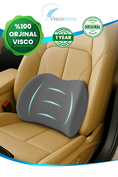 Viscomina Ortopedik Araç Bel Yastığı Sırt Minderi Ortopedik Araç Minderi GRİ RENK