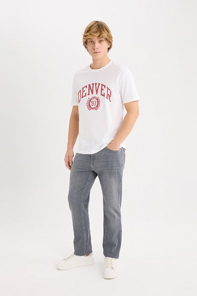 DeFacto 100% Cotton Regular Fit Crew Neck Printed Short Sleeve T-Shirt D5576Ax25Sp