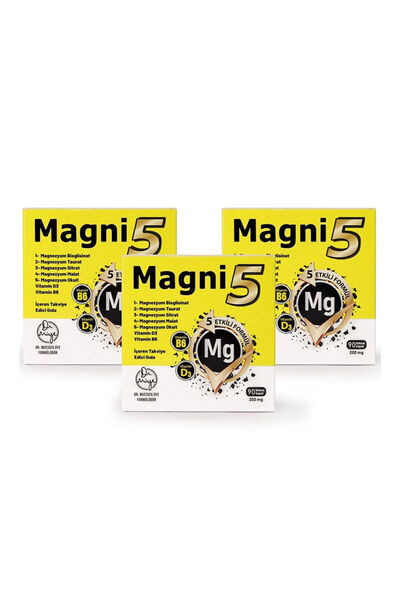 MAGNİ5 Magni5 Magnezyum Vitamin D3 B6 İçeren Takviye Edici Gıda 3x90 Kapsül