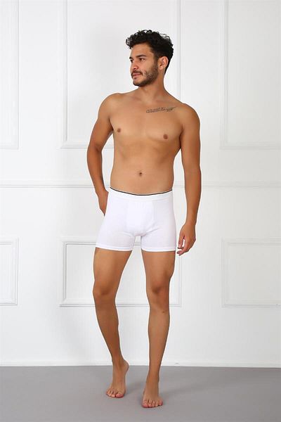 modaserdem Ανδρικό βαμβακερό μπόξερ Plus Size - Λευκό