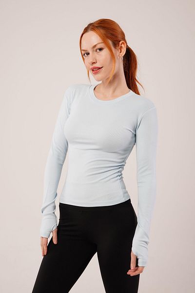 modaserdem Bluză de bază cu mânecă lungă Baby Blue