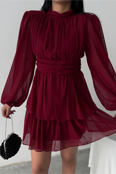 modaserdem Top de studio Burgundy Ropa Red Largo