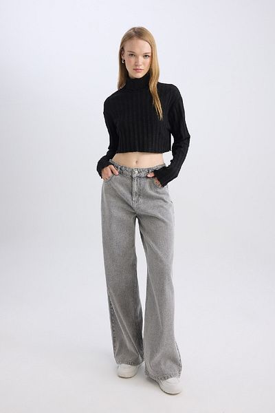 DeFacto Cool Turtleneck Crop Top Basic Απλό Μακρυμάνικο Μπλουζάκι Καμιζόλα E1673ax24wn