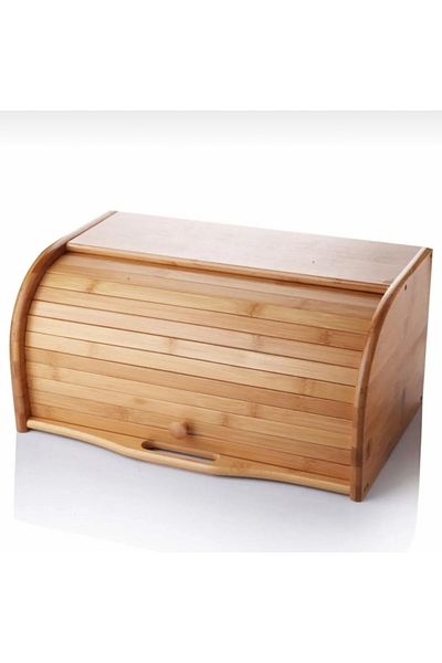 Pembelia Life Bamboo Bread Box with Flip Cover Bread Bread Cabinet 38X19Cm