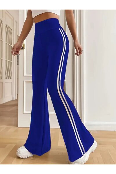modaserdem Women's High Waist Side Stripe Detailed Flared Diving Trousers