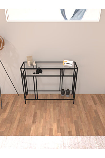 UYGAMO Mira Dresuar Kahve Köşesi Dekoratif Çok Raflı Konsol Şeffaf Camlı 100 cm