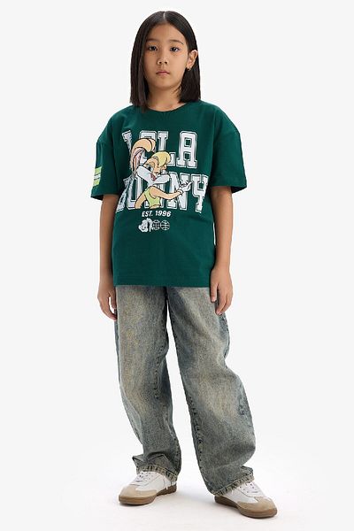 DeFacto Κορίτσι Looney Tunes Oversize Fit Crew λαιμόκοψη και T-shirt