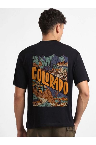 modaserdem Ανδρικό μπλουζάκι Oversize με στάμπα - Μαύρο