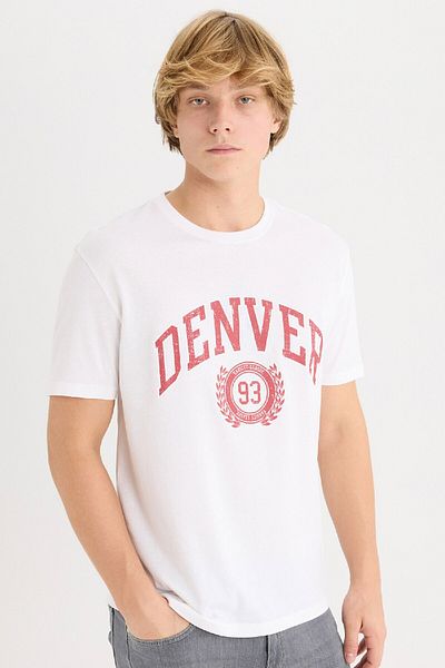 DeFacto 100% Cotton Regular Fit Crew Neck Printed Short Sleeve T-Shirt D5576Ax25Sp