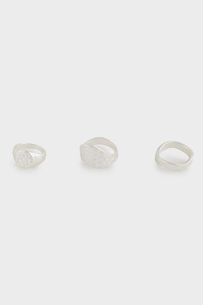 DeFacto Women's 3-Piece Matte Silver Ring E1331Axns