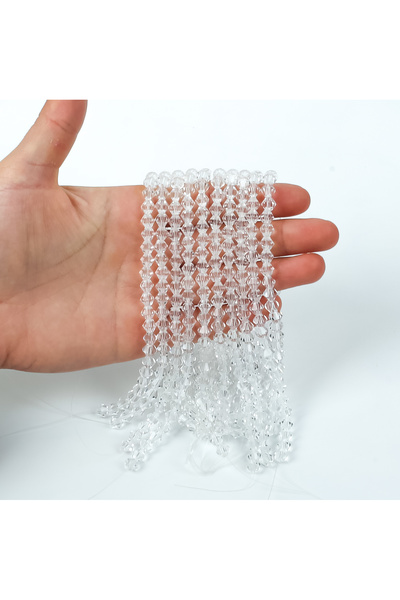 yfhobi 1 Dizi ( 42-45 Adet ) - 6 mm Piramit Kristal Cam Boncuk Dizisi, Şeffaf...