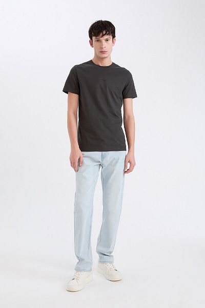DeFacto 100% Cotton Slim Fit Slim Fit Crew Neck Printed Short Sleeve T-Shirt D5566Ax25Sp
