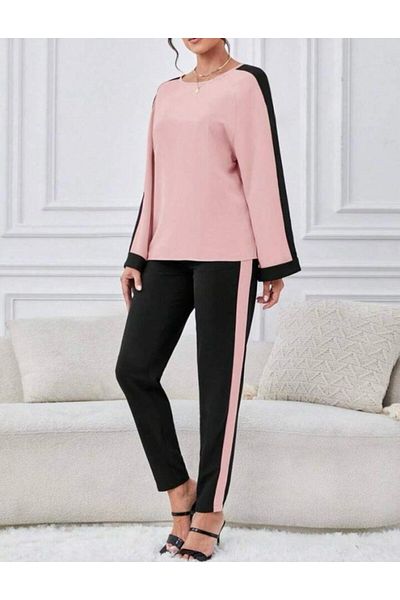 modaserdem Women's Two Thread Stripe Detailed Double Suit