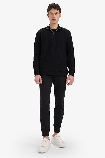 DeFacto Φούτερ Comfort Fit με όρθιο γιακά με υφή με μισό φερμουάρ D7543ax25sp