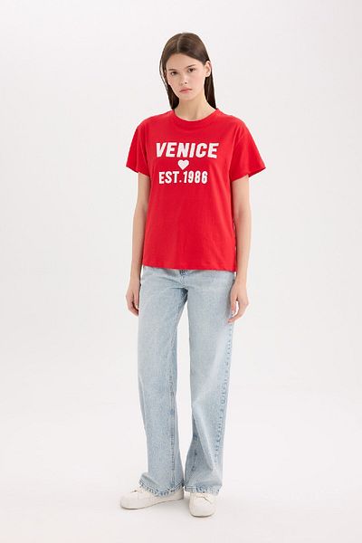 DeFacto Regular Fit Crew Neck Printed Short Sleeve T-Shirt D9604Ax25Sm