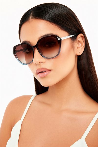 EYE OF HORUS Eoh3001 C3 Blue Gradient Bone Women's Sunglasses