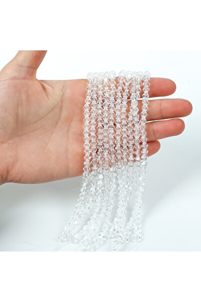 yfhobi 1 Dizi ( 50-55 Adet ) - 5 mm Piramit Kristal Cam Boncuk Dizisi, Şeffaf...