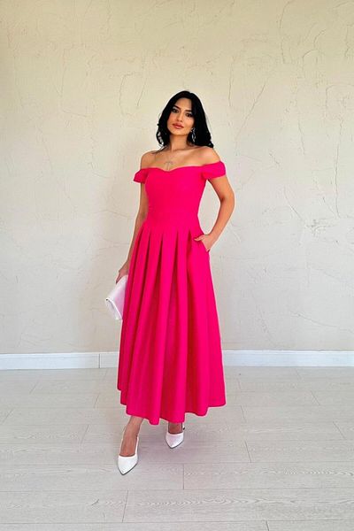 modaserdem Rochie jacquard fucsia