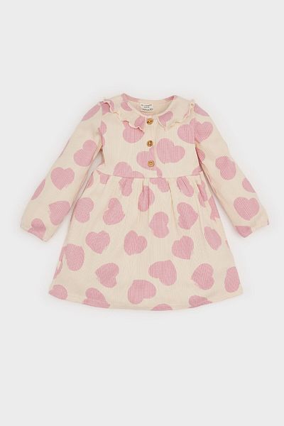DeFacto Langärmliges, geripptes Camisole-Kleid mit Muster für Babys D9583A525SP