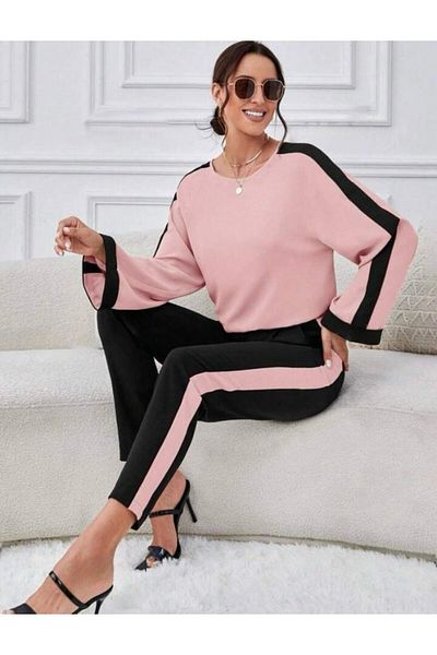modaserdem Women's Two Thread Stripe Detailed Double Suit