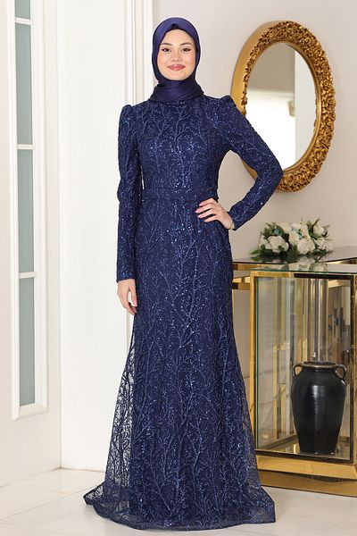 FUVAL MODA Tuana Glitter Plus Size Hijab Evening Dress