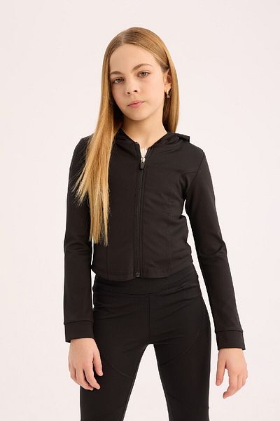 DeFacto Суичър за момиче с качулка и мек цип от перце D9788A825Sp