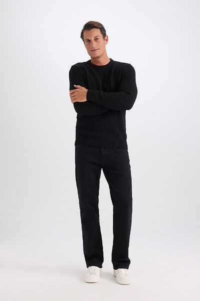 DeFacto Standard Fit Crew Neck Textured Knitwear Sweater 3196334