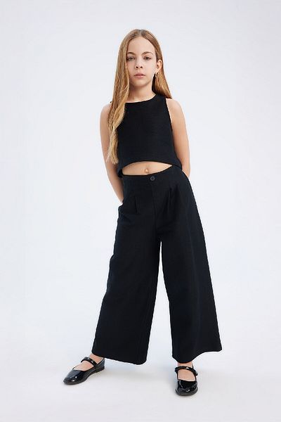 DeFacto Basic 2-Piece Set for Girl - Solid Crew Neck Sleeveless T-Shirt and Pants C0871A825Sm