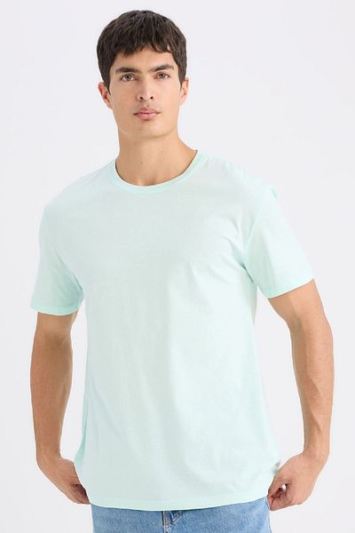 DeFacto Neues, einfarbiges Basic-Kurzarm-T-Shirt mit normaler Passform und Rundhalsausschnitt E1091AXNS