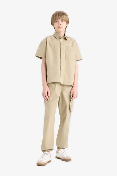 DeFacto Boys Oversize Wide Fit Polo Neck Parachute Short Sleeve Shirt E1588A825Hs