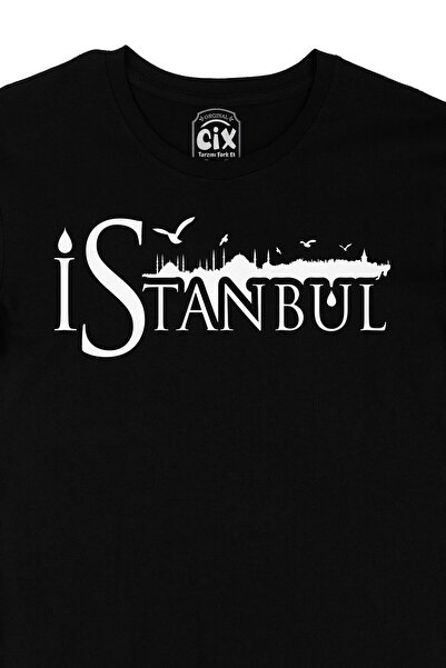 LELVANİ Unisex Μαύρο T-Shirt Istanbul