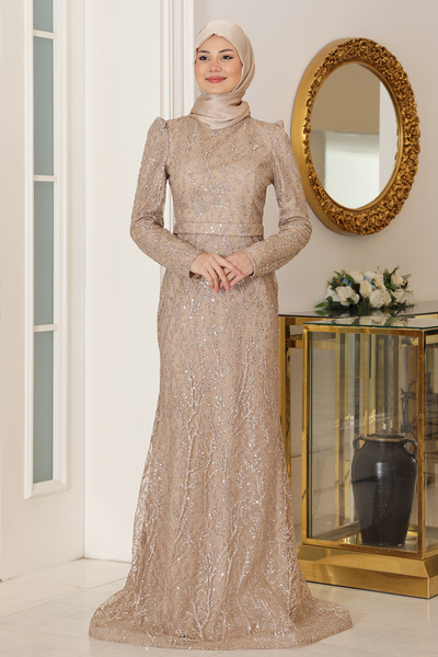 FUVAL MODA Tuana Parıltılı Büyük Beden Tesettür Abiye