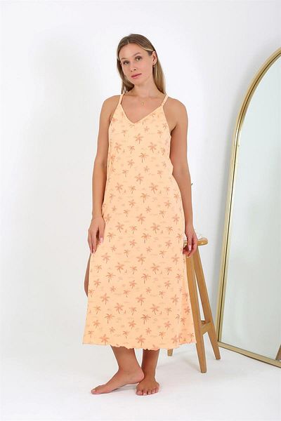 modaserdem Women's Large Size Rope Strap Long Nightdress