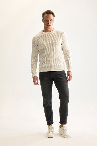 DeFacto Standard Fit Crew Neck Textured Knitwear Sweater E0811Axns