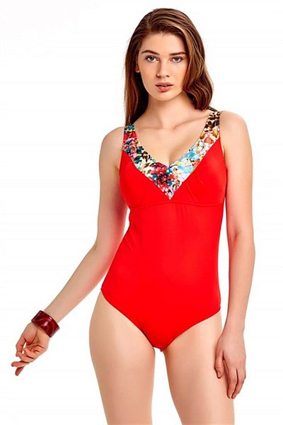 Argento Costum de baie pentru damă, cu decolteu în V, cu imprimeu floral