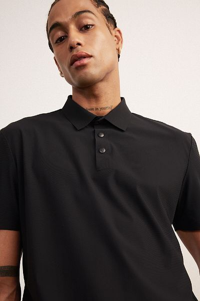 DeFacto Fit Stretch Fabric Standard Fit Sportsman κοντομάνικο μαύρο μπλουζάκι πόλο D9244ax25sp
