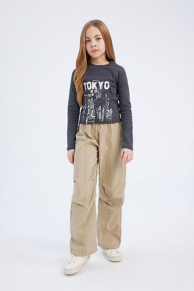 DeFacto Girl's Crew Neck Printed Camisole Long Sleeve T-Shirt E0458A825Sp