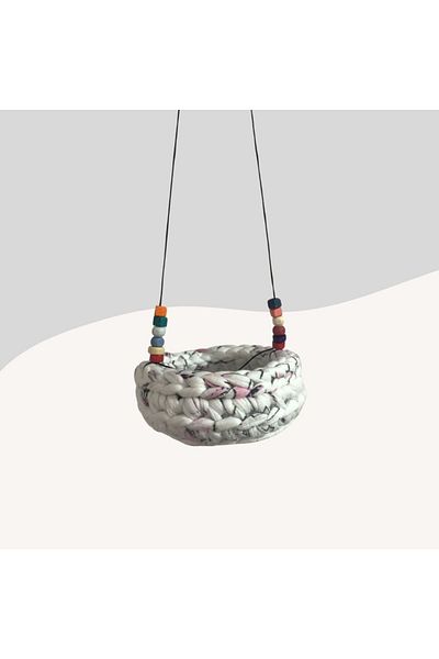 Miçikopet Hammock Swing for Budgies Patterned White-Pink 8cm