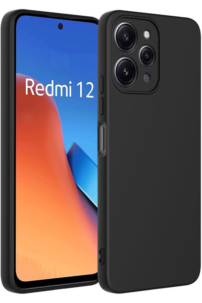 Xiaomi Redmi 12 Uyumlu Premium Lansman Liquid Silikon Kılıf İçi Kadife-Siyah