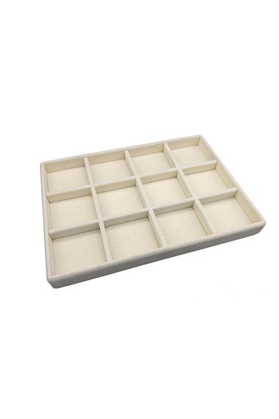 Aydın Decor Local Suede Cream 12 Compartment Necklace Charm Serving Table (aydındecor)