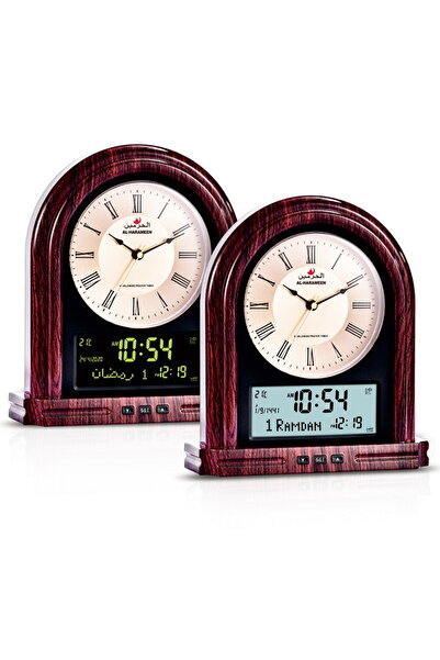 Alharameen Two-language Al-Haramain clocks for home, office, halls and mosques HA-7041 with digital black screen