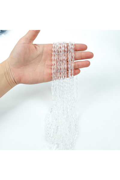 yfhobi 1 Dizi ( 60-65 Adet ) - 4x8 mm Arpa Mekik Kristal Cam Boncuk Dizisi, Ş...