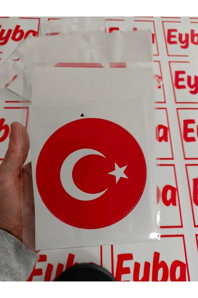 EYBA STİCKER ملصق علم بيضاوي مطبوع ملون قطعة واحدة مقاس 12x12 سم