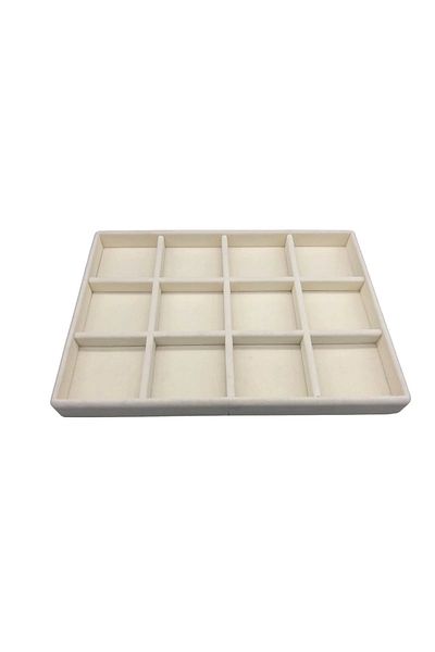 Aydın Decor Local Suede Cream 12 Compartment Necklace Charm Serving Table (aydındecor)