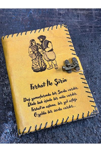 zarif atölye Cute Poem Written Leather Notebook with Ferhat