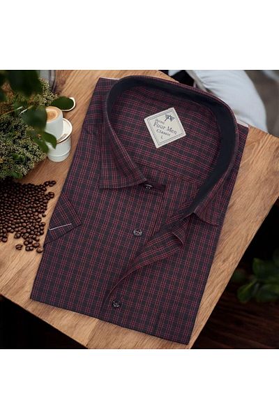 GÖMLEK GALERİSİ Men's Classic Relaxed Fit Checked Short Sleeve Shirt