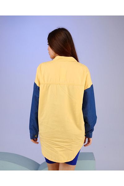 SOLİS MODA Cămașă de damă oversize din denim cu garnitură