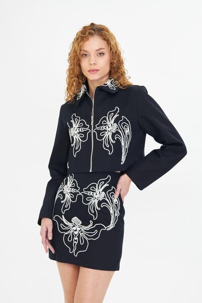 TIFFANY&TOMATO Nakışlı Gabardin Etek