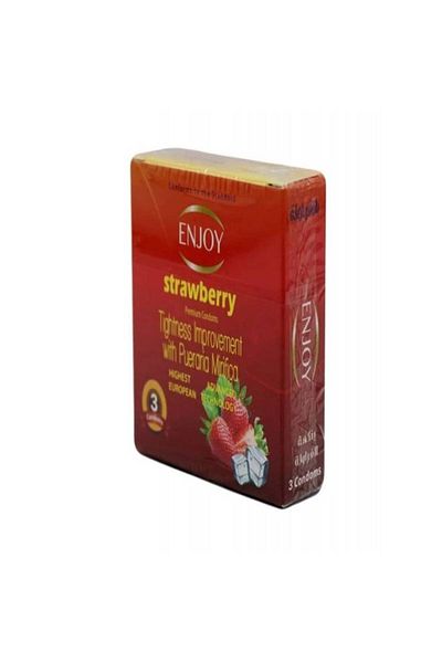 Enjoying Enjoy 3 Strawberry Flavored Condoms - Red