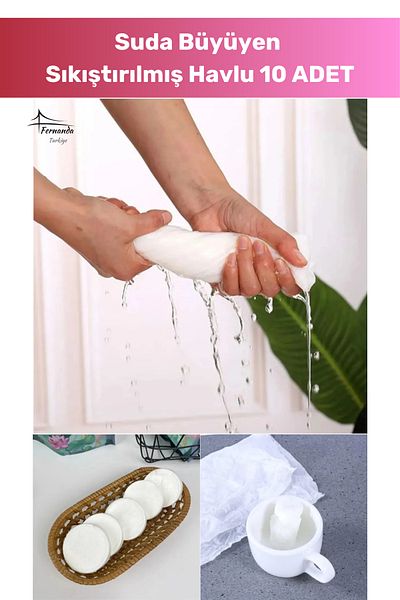 Fernanda Special Series Water Growing Compressed Towel 10 Pieces Disposable Camping Travel Portable